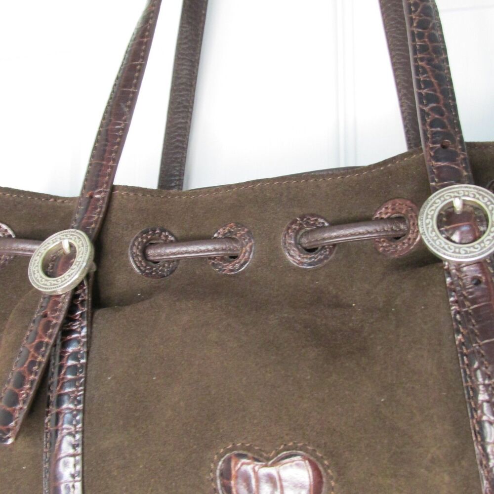 BRIGHTON Cinclaire Cinabar Brown Suede Shoulder Tote Bag - Picture 8 of 15